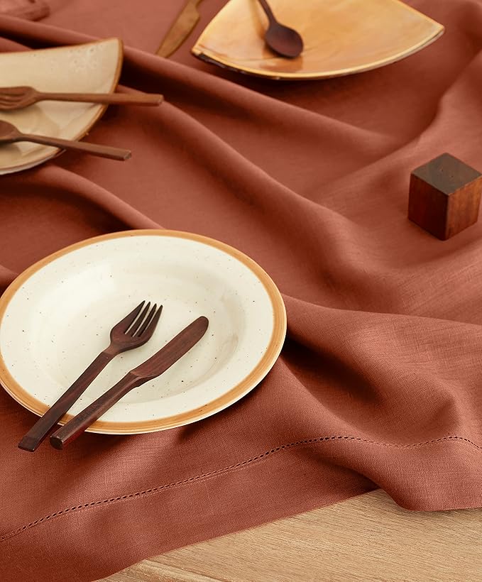 Solino Home Linen Cinnamon Tablecloth 52 x 52 Inch - Image 4