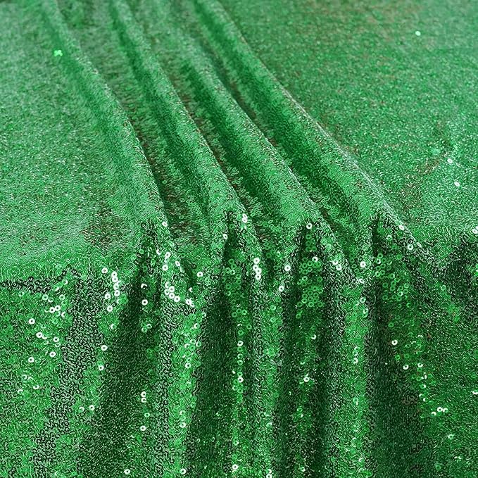 SquarePie Sequin Tablecloth 60 x 102 Inch Green Glitter Table Cloth - Image 7