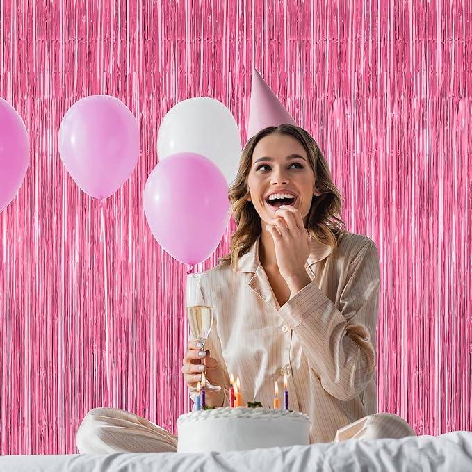 4 Pack Birthday Decorations, 3.28 FT x 7.05 FT Pink Backdrop, Metallic Happy - Image 5