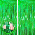 2 Pack Laser Green Tinsel Foil Fringe Curtains, Metallic Tinsel Party Streamers by Voircoloria