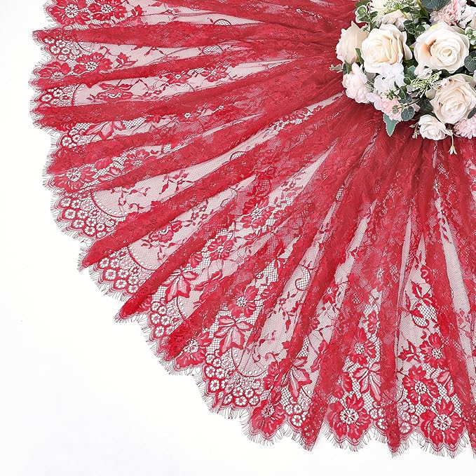 LuoluoHouse Christmas Lace Tablecloth 6pcs Rose Floral Table Fabric 60x120 Inch - Image 6