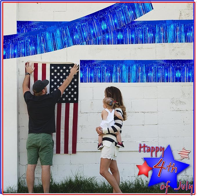 4 Pack 10 Feet Glitter Royal Blue Parade Float Decorations - Image 5