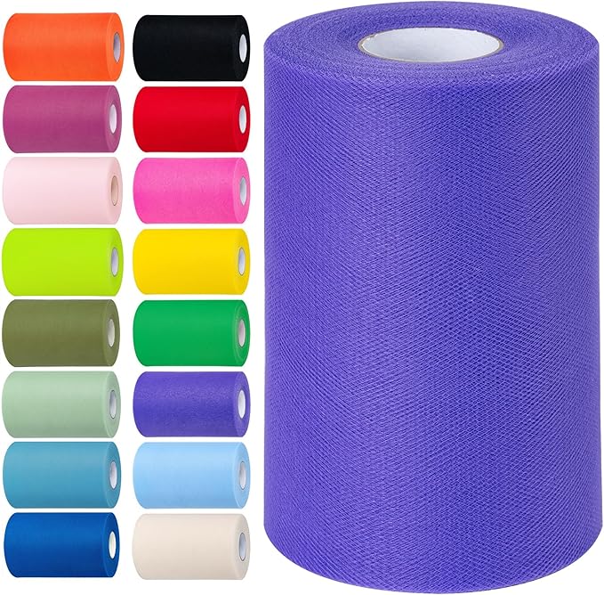Deep Purple Tulle Fabric Rolls 6 Inch by 100 Yards Tulle Roll Spool Fabric by Unknown