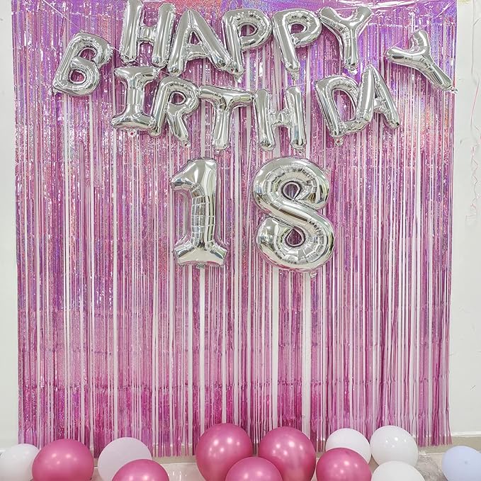 BRAVESHINE Pink Streamers Tinsel Foil Fringe Curtains - Image 6