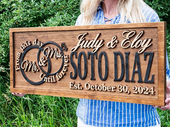 Mr and Mrs Sign | Wood Wedding Gift | Wooden Bridal Shower Gift | Custom - Image 5
