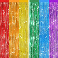 2Pack Rainbow Foil Fringe Curtains Backdrop Decorations, Rainbow Metallic by GCBPartyDecorations