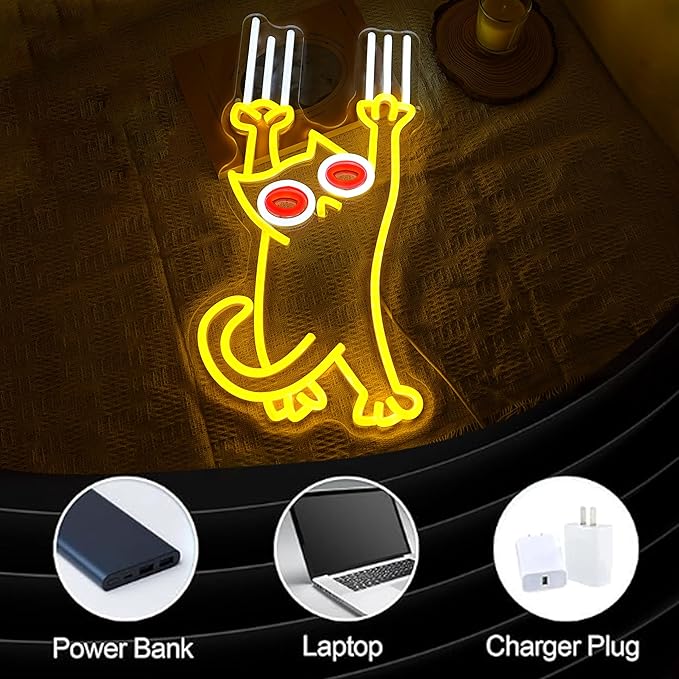 Falling Cat Neon Sign Funny Cat LED Light Sign Wall Decoration Dimmable Animal - Image 3