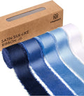 Vitalizart Silk Like Satin Ribbon 1 inch x 25 Yard Blue & White Handmade Frayed by Vitalizart