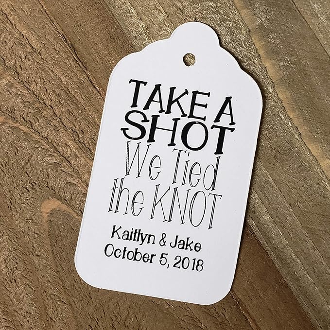 Take a Shot we Tied The Knot Wedding Personalized CardStock Keepsake Souvenir - Image 2