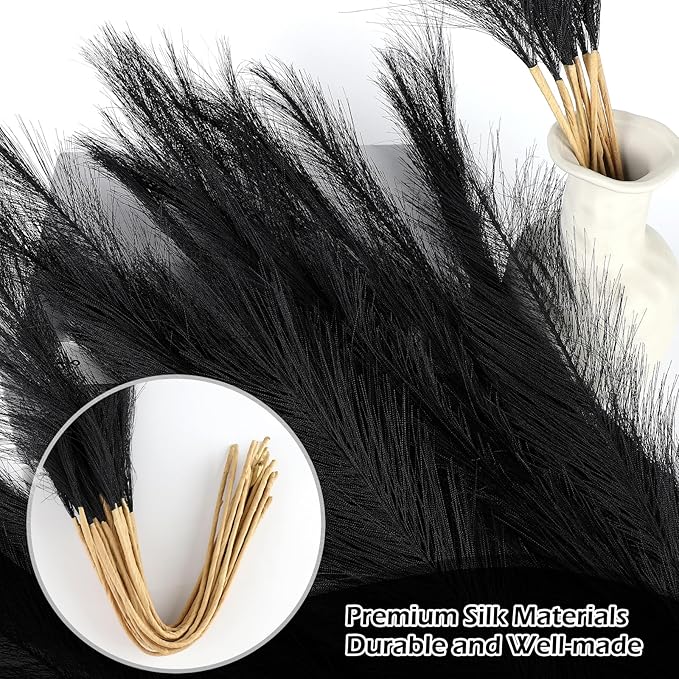 Black Pampas Grass Decor 30 Pcs 21.7 Inch Faux Pampas Grass Bulk Artificial - Image 4