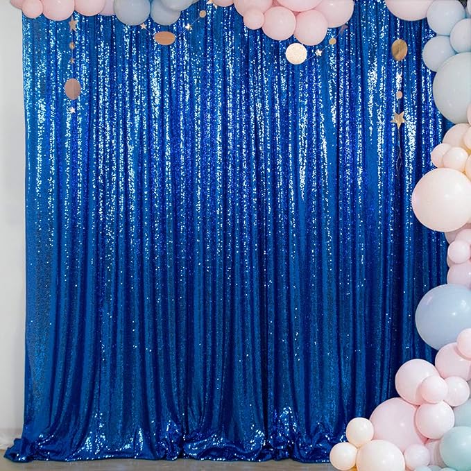 ShinyBeauty Royal Blue 8FTx8FT Sequin Photo Backdrop Sequin Backdrop Curtains by ShinyBeauty