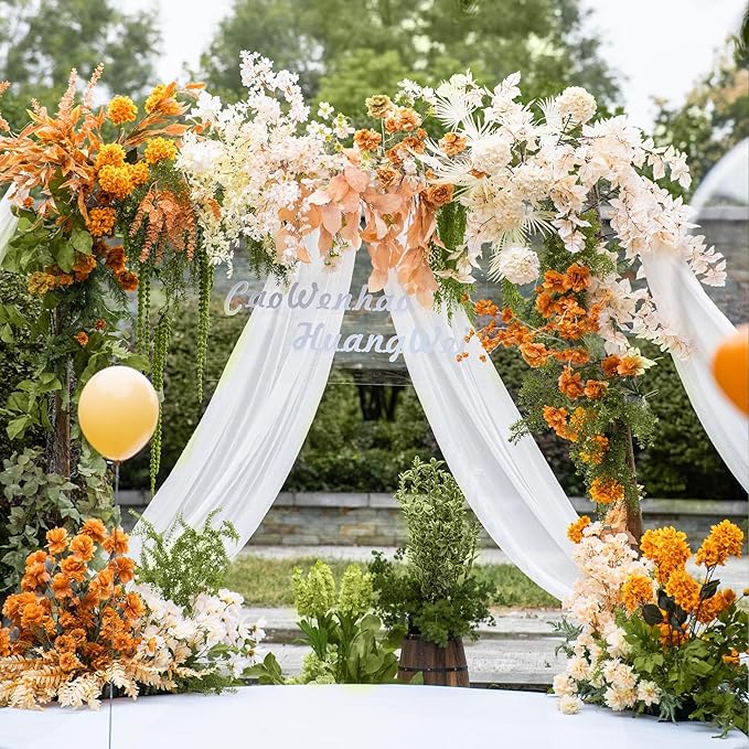 Wedding Arch Draping Fabric 2 Panels 28.7" x 20FT White Sheer Chiffon Backdrop - Image 2