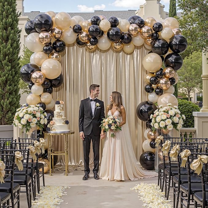 20x10ft Thick Champagne Glitter Backdrop Curtain Panels - Image 4
