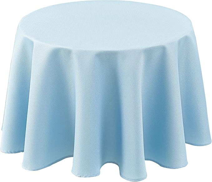 Biscaynebay Textured Fabric Round Tablecloths 70", Light Blue Water Resistant by Biscaynebay