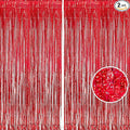 BRAVESHINE Red Tinsel Foil Fringe Curtains by BRAVESHINE