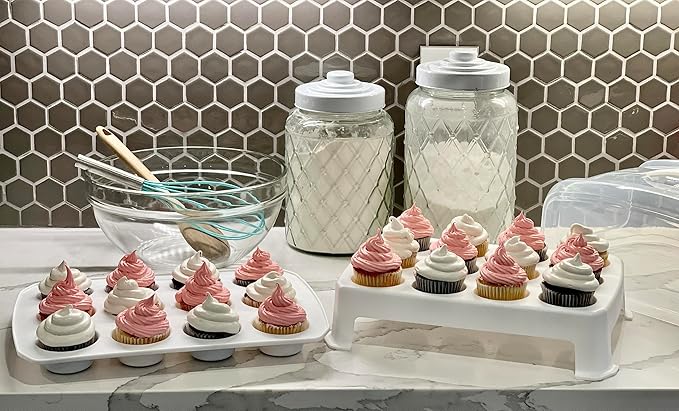 Cupcake Carrier, EXTRA LARGE LID, Muffin Traveler Two Tier Stand Reusable - Image 5
