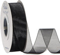 Ribbli Black Sheer Organza Ribbon, 1 Inches x Continuous 50 Yard Use by Ribbli