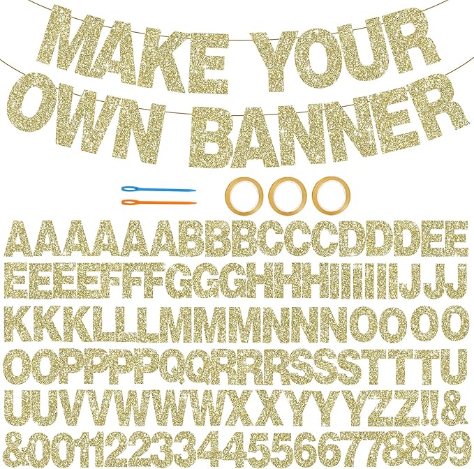 BEISHIDA 116 PCS A-Z Glitter Champagne DIY Letter Banner Kit Make Your Own by Beishida