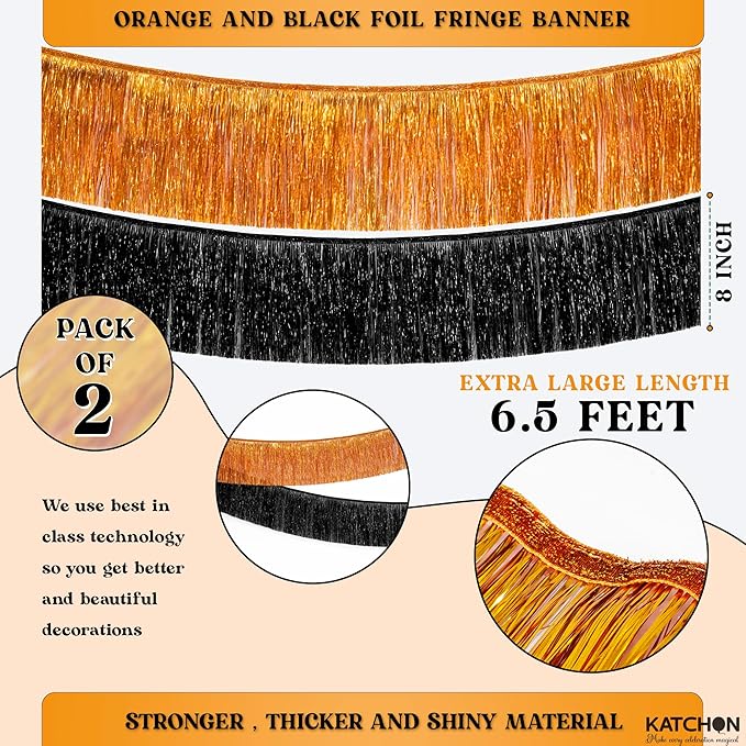 KatchOn, XtraLarge Black and Orange Fringe Banner - Image 2