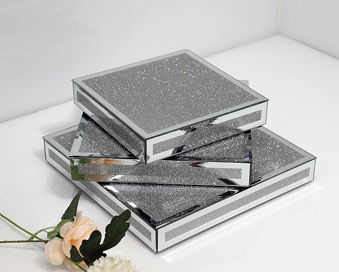 GIMORRTO Mirror Display Riser 3 PC, Glam Accent Table Display Platform - Image 7