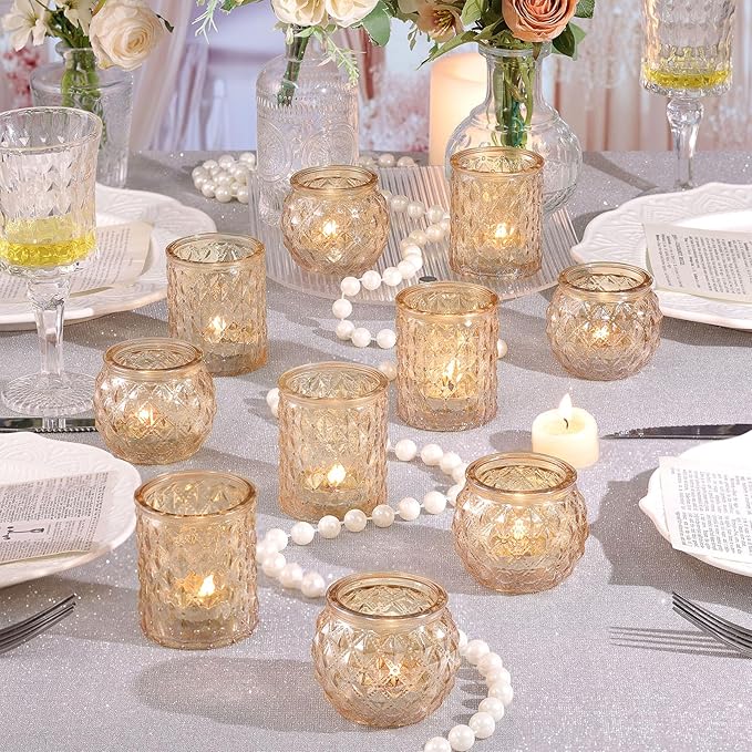 12pcs Assorted Gold Votive Candle Holders, Tea Light Candle Holder - Image 5