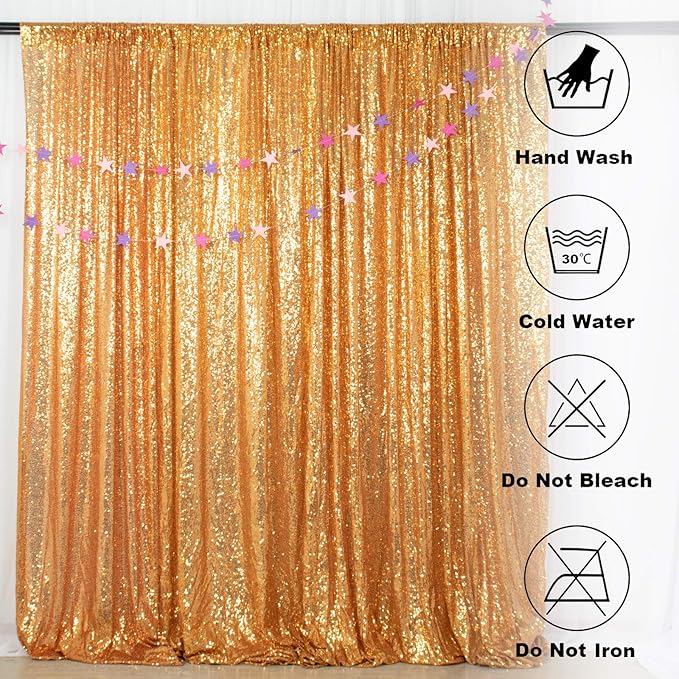 ShinyBeauty Sequin Curtain-Backdrop-5FTx10FT-Gold-Sequin Fabric Photo Booth - Image 5