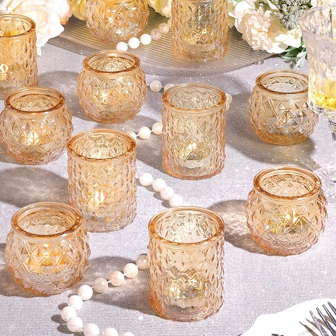 12pcs Assorted Gold Votive Candle Holders, Tea Light Candle Holder by NITIME