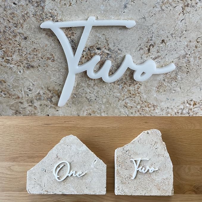 Cursive Wedding Table Number SET, DIY thin modern Black or White acrylic cutouts - Image 2