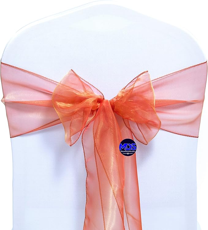 MDS Pack of 125 PCS Organza Chair Sashes Wider Dining Chair Bows Ribbon Tie Back - Image 3