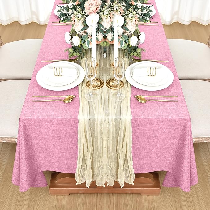 Fitable Faux Linen Tablecloths for Rectangle Tables: Water & Stain Resistant - Image 8