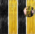 BTSD-home 4 Pack Black Gold Metallic Foil Fringe Curtain Tinsel Streamer Party by BTSD-home