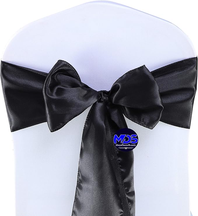 MDS Pack of 75 PCS Satin Chair Sashes Charmeuse Sateen Dining Chair Bows Ribbon - Image 2