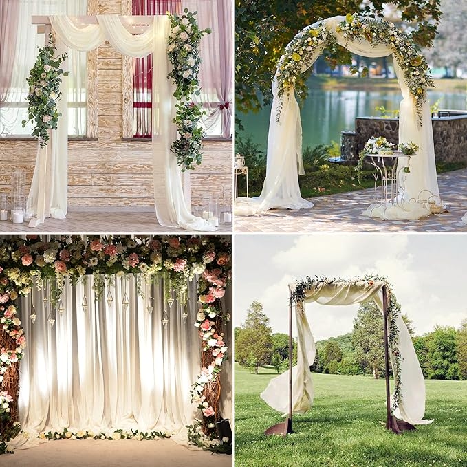 4 Panels Wedding Arch Draping Fabric 28" x 20 Ft Nuptials Arch Drapes Chiffon - Image 5
