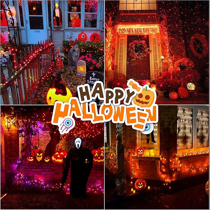 LAMPHOME 66ft Halloween Decorative Mini Lights, 200 LED Transparent Wire Fairy - Image 5
