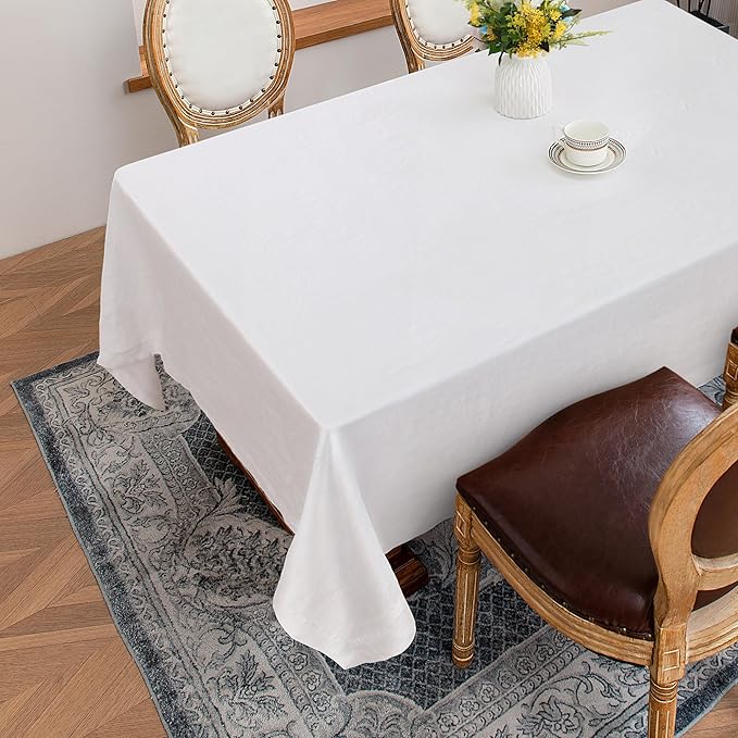 Linen World Linen Tablecloth, 100% French Linen White Tablecloth 55" x 55" Inch - Image 2