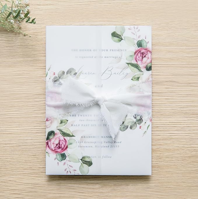PONATIA 50 PCS Vellum Jackets for 5x7 Invitation Cards - Image 7