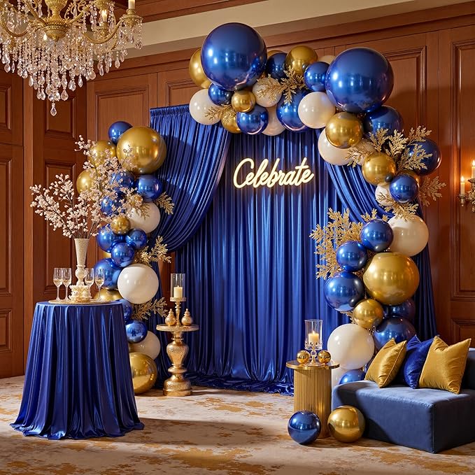 10x10ft Thick Royal Blue Glitter Backdrop Curtain Panels - Image 4