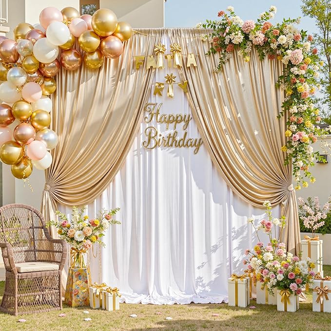 gogoparti 10x10FT Champagne Gold Sequin Backdrop Curtain - Image 3
