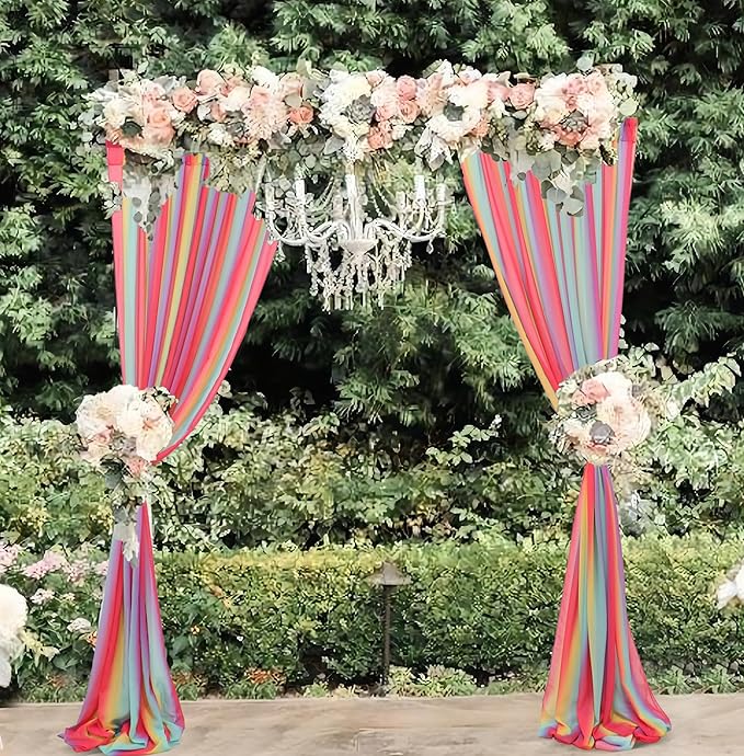 DUOBAO Rainbow Chiffon Wedding Arch Decor - Image 2