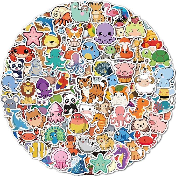 300 Pcs Animal Stickers for Kids, Cute Water Bottle Stickers for Kids Waterproof by pcnearty