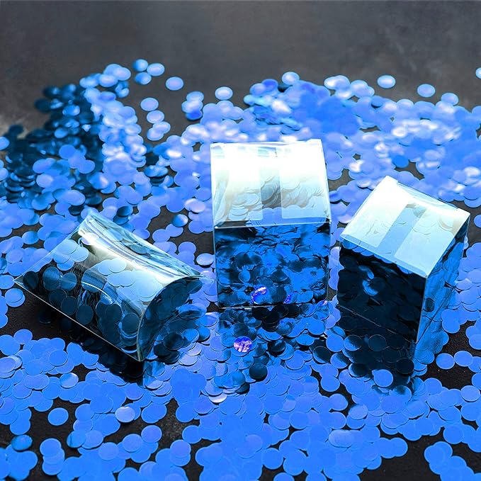 Blue Foil Metallic Round Table Confetti Decor Circle Dots Mylar Table Scatter - Image 3