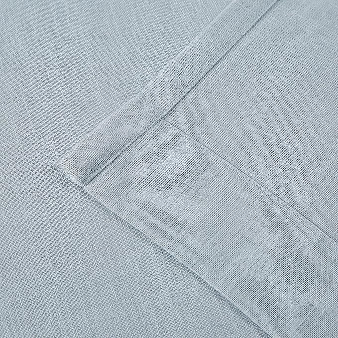 Vision Home Blue Grey Pinch Pleated Semi Sheer Curtains Textured Linen Blended - Image 3