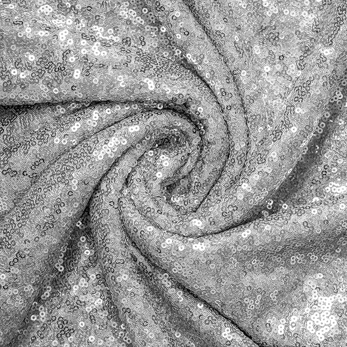 JYFLZQ Silver Sequin Backdrop Curtains 4ft x 8ft 2 Panel Glitter Photo Booth - Image 3