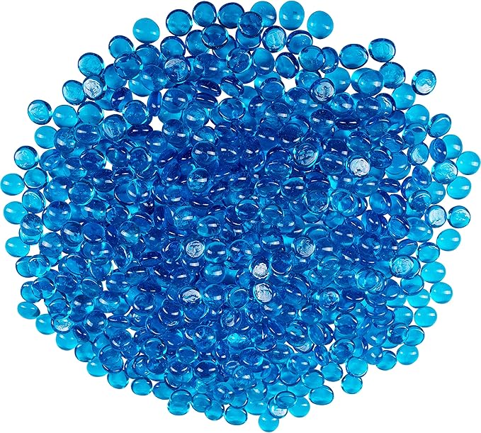 Galashield Flat Glass Marbles for Vases Blue Glass Gems Beads Pebbles Vase by Galashield