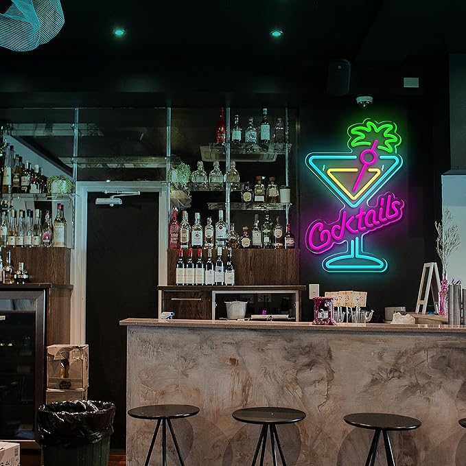 Cocktails Neon Sign Cocktail Glass LED Neon Signs Art Wall Lights - Image 7