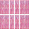 12 Pack Pink Backdrop, 3.28 FT x 7.05 FT Foil Streamers, Metallic Glitter by ZATAYE
