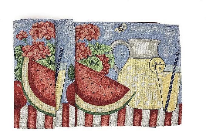 Tache Blue Summer Table Runner 90 Inches Long Fruity Drinks Colorful Watermelon - Image 7