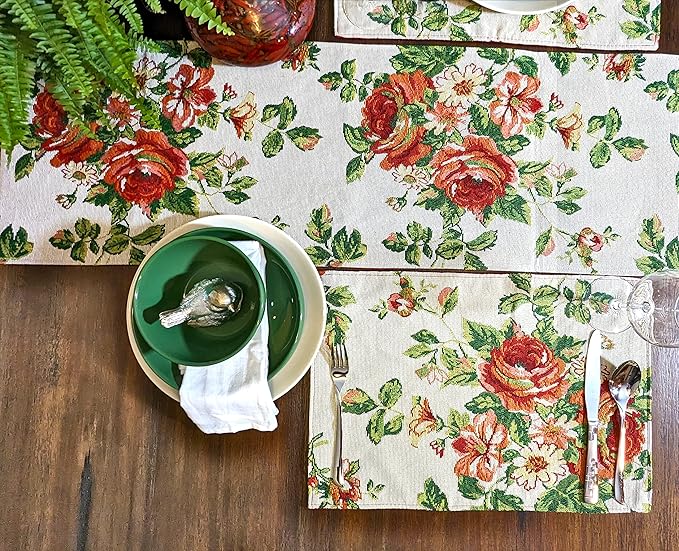 Tache Sweet Roses Spring Summer Traditional Country Vintage White Red Floral - Image 2