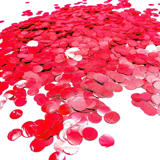 Red Foil Metallic Round Table Scatter Decor - Image 4