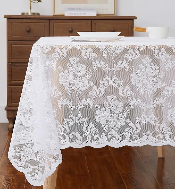 LinenZone White Rectangle Tablecloth - Image 2